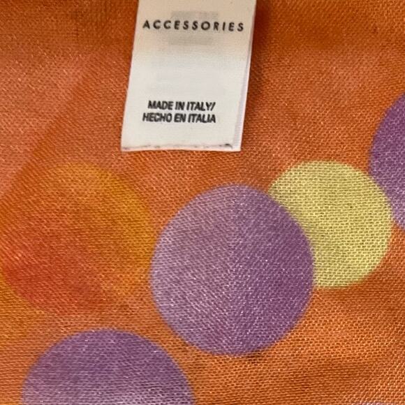 Polka Dot Scarf Mid‎ Century Modern Orange Sheer Circles Square Geometric Granny - Picture 4 of 4